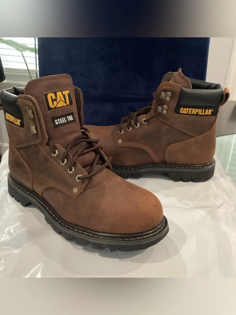CAT Caterpillar Steel Toe Work Boots Men’s 11 Wide Brown Leather NWOB
